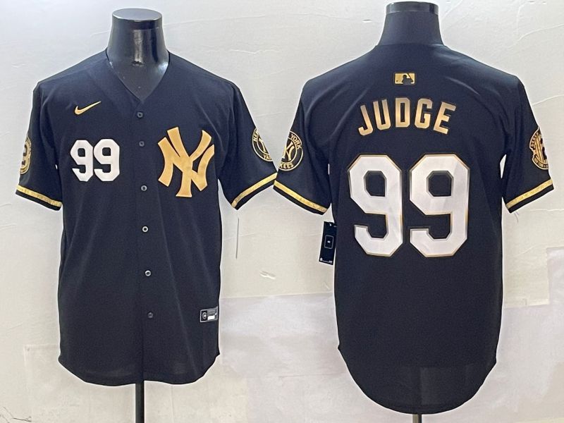 Men New York Yankees 99 Judge Black Gold Five generations Nike 2025 MLB Jersey style 7